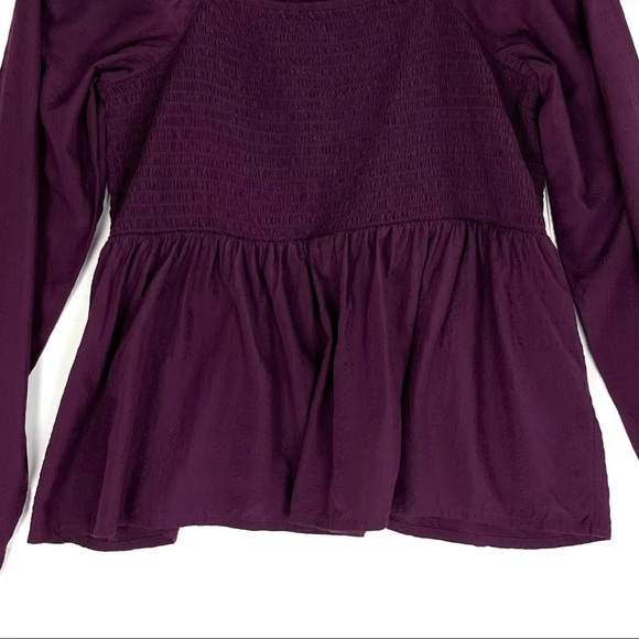 Old Navy Womens Seersucker Smocked Babydoll Blouse Peplum Peasant Large Purple - Picture 5 of 14